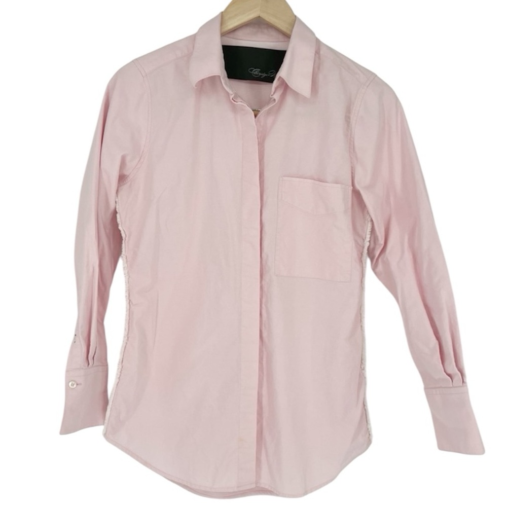Claridge and King Cotton Button Pocket Long Sleeve Fray Sides‎ Light Baby Pink
